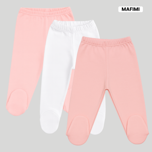 Mafimi Pamučne Pantalonice sa stopicom set od 3 - puder