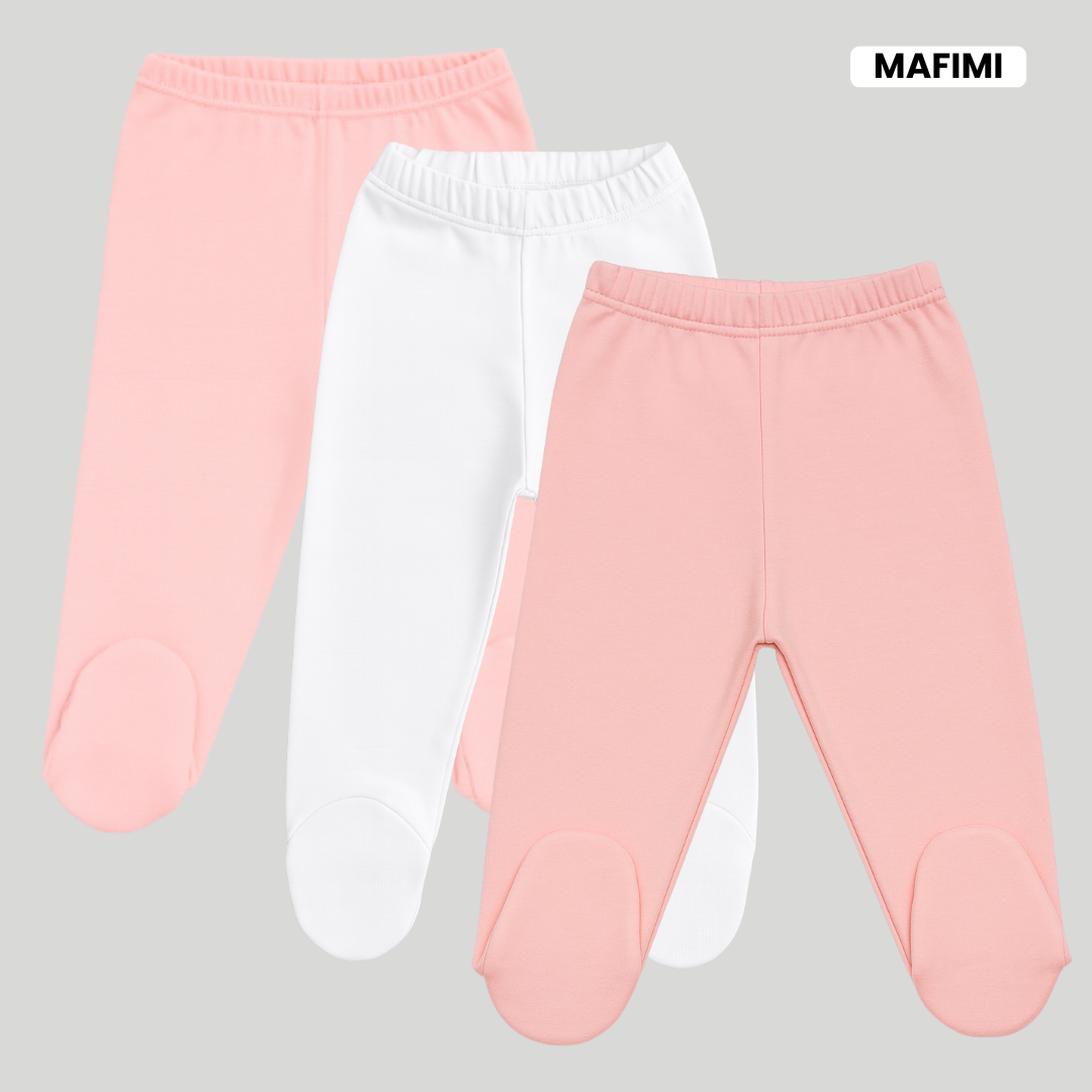 Mafimi Pamučne Pantalonice sa stopicom set od 3 - puder